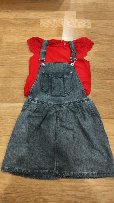 Saia peito ganda cinza Zara e T-shirt Mayoral 9 Anos