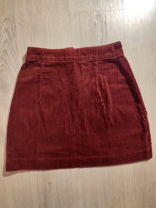 Burgundowa spódniczka mini sztruksowa