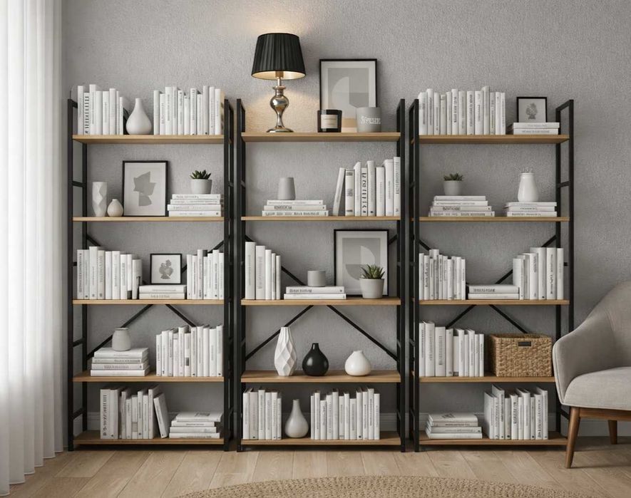 NOWY Regał Na Książki Loft Regały Metalowe Loftowe Szafka Półki Czarny