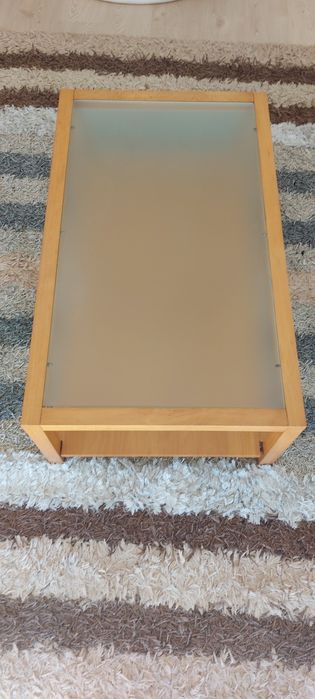 Mesa sala estar/ centro madeira e vidro fosco