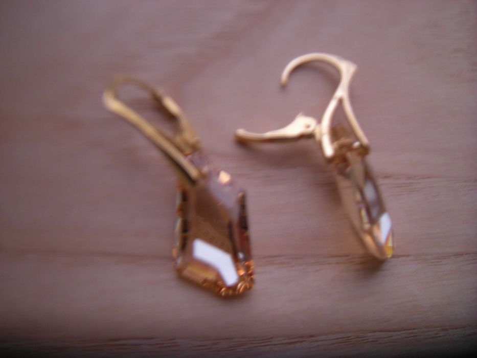 Kolczyki 3,3cm kryształki złote deard 18mm Swarovski