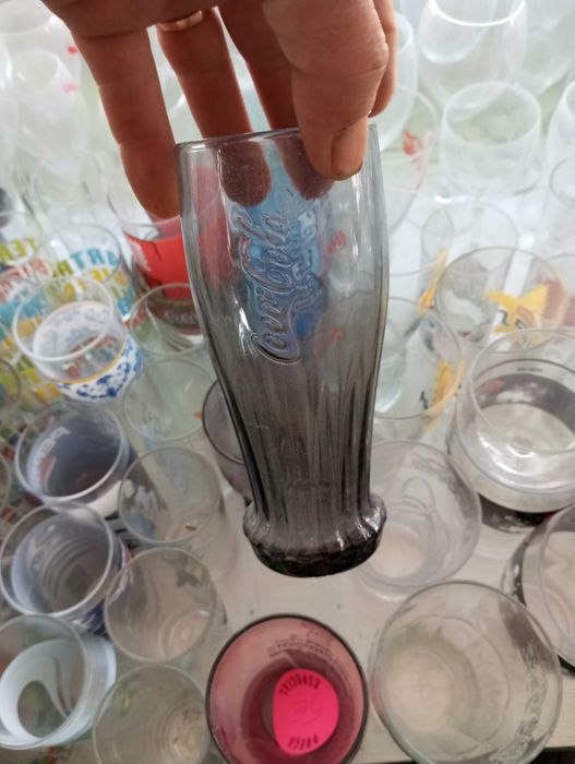 Coleção de copos de vidro da Coca-Cola