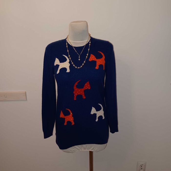 100% kaszmir Sqron sweter cieplutki zdobiony super gatunek dla M/L