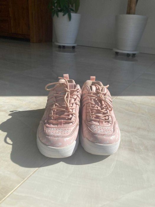 Fila Różowe Sneakersy Damskie w białe loga