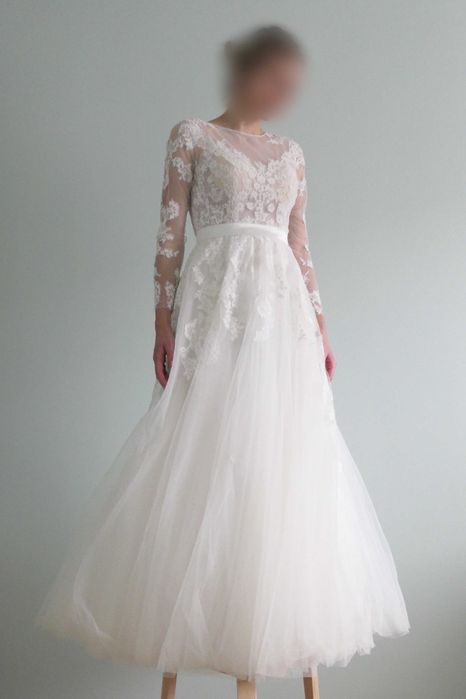 Suknia ślubna Amy Love, boho, rustykalna, kolor śmietanowy