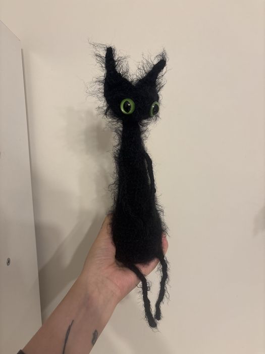 Kot amigurumi włochaty czarny kotek handmade