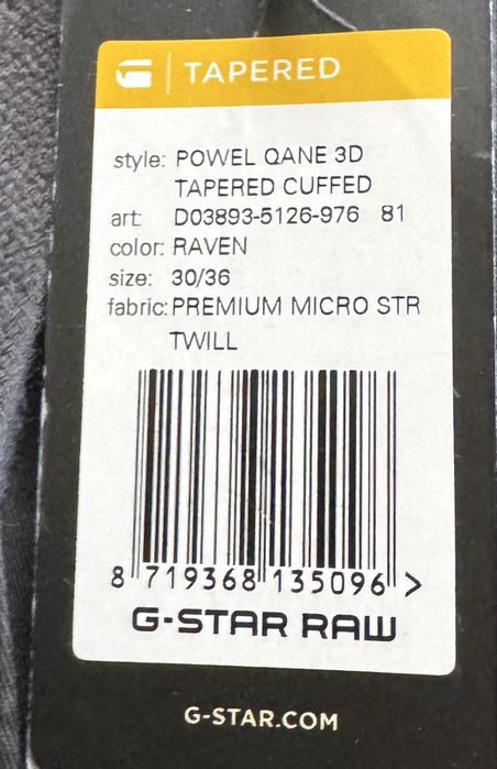 Bojowki  G star Powel 3D Cuffed 30/36 stan NOWE