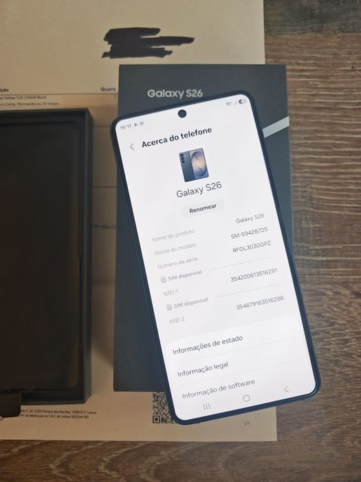Samsung S26 5G 6.3" 12GB/256GB Preto Novo(Nunca Usado) C/Garantia Aceito Retomas