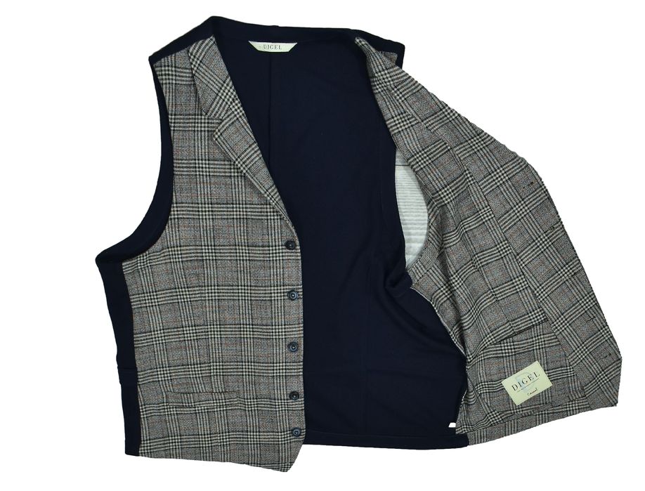 Digel Casual Elegancka Kamizelka W Kratkę Garniturowa 52