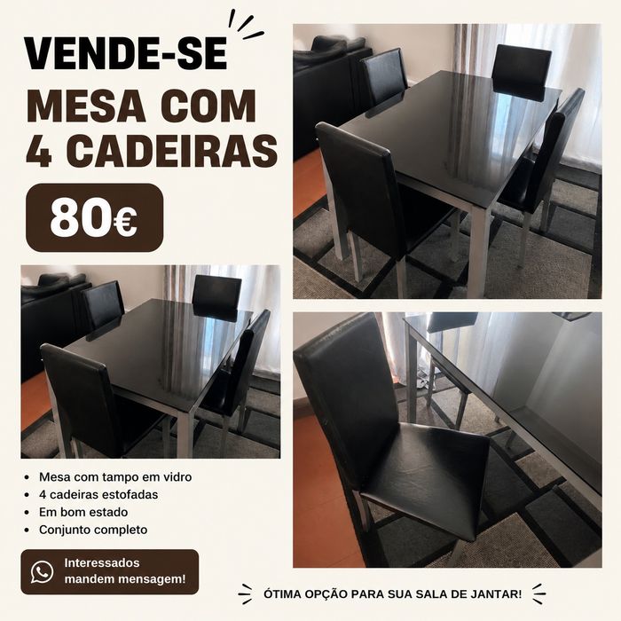 Vende mesa com 4 Cadeiras
