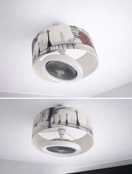 Candeeiro de teto com motivos de Londres com ventilação
