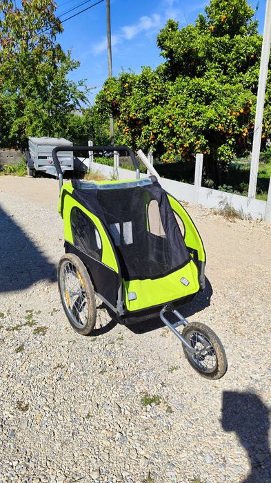 Reboque Bicicleta 2 em 1 para 2 Crianças de 2 com Cinto de Segurança