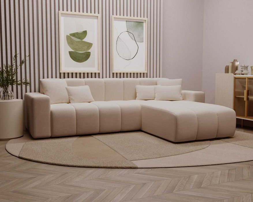 Narożnik nierozkładany do salonu w kształcie L Miral wygodny, miękki