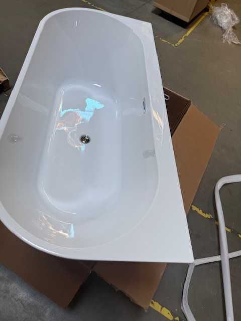 Wanna wolnostojąca akrylowa przyścienna z półką Karbin 170cm Chrom OUTLET
