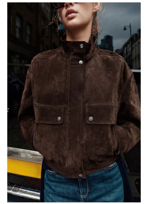 Замшева куртка Zara шоколад