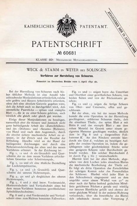 Nożyce z przełomu XIX i XX w., Solingen