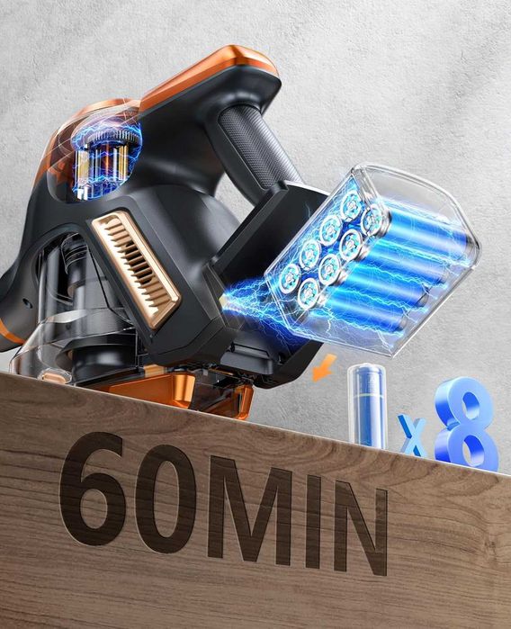 Bezprzewodowy odkurzacz akumulatorowy, 550 W/45 kPa/60 min, pionowy