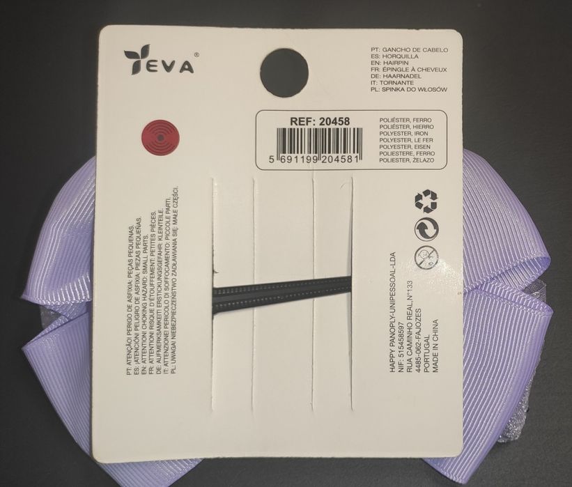 Gancho de cabelo com laço da Eva