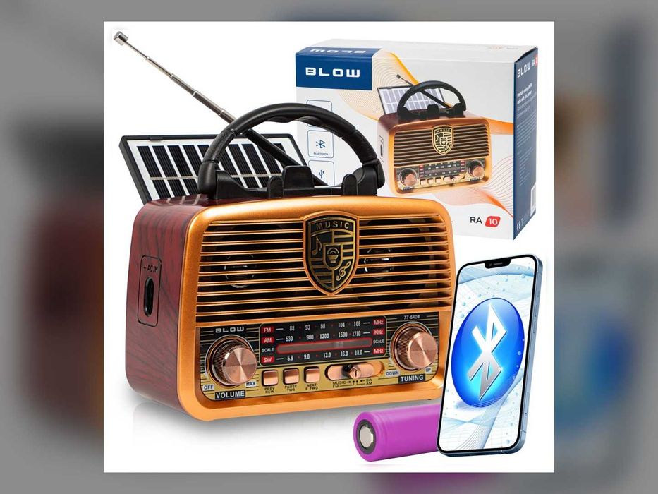 Radio Retro FM AM Przenośne Brązowe USB Czytnik Kart Antena Uchwyt