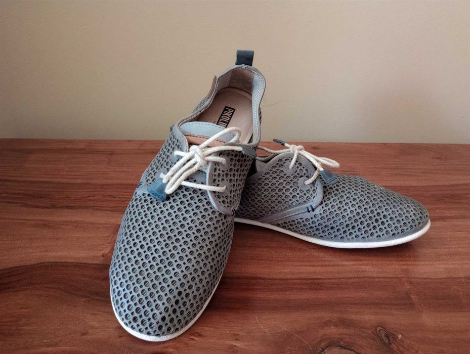 PIKOLINOS - szare ażurowe buty skórzane - rozm. 39