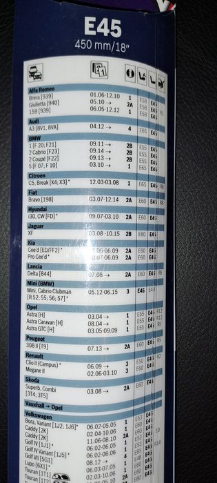 Escova limpa parabrisas Bosch E45