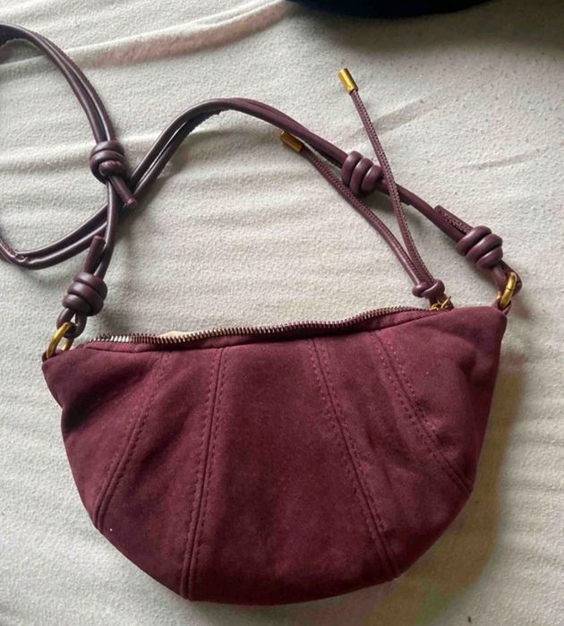 Torebka burgundowa bordowa  zamszowa shein