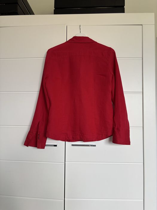 Czerwona lniana koszula Marks & Spencer 40/42