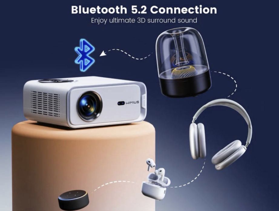 Проектор WIMIUS P63 1080P Full HD, 4K, Wi-Fi