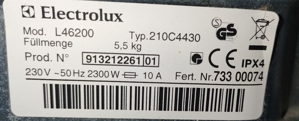 Przetlumaczona Pralka Electrolux  AEG 5,5kg 1200