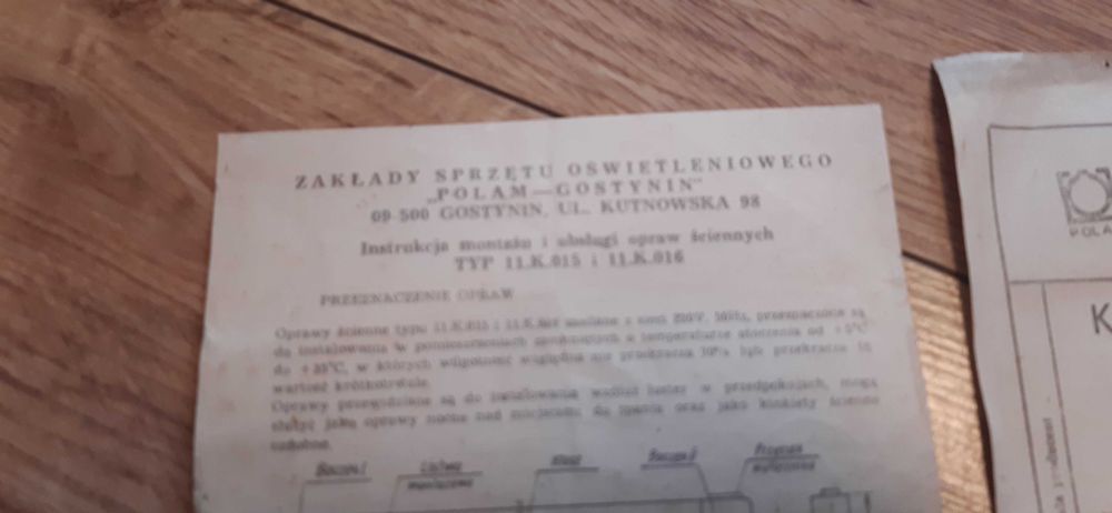 stara instrukcja POLAM montaż i obsługa opraw ściennych