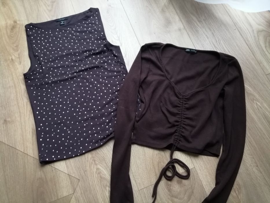 Bluzka top Zara brąz L