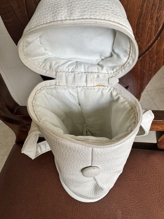 Bolsa térmica para biberão de couro branco tuc tuc