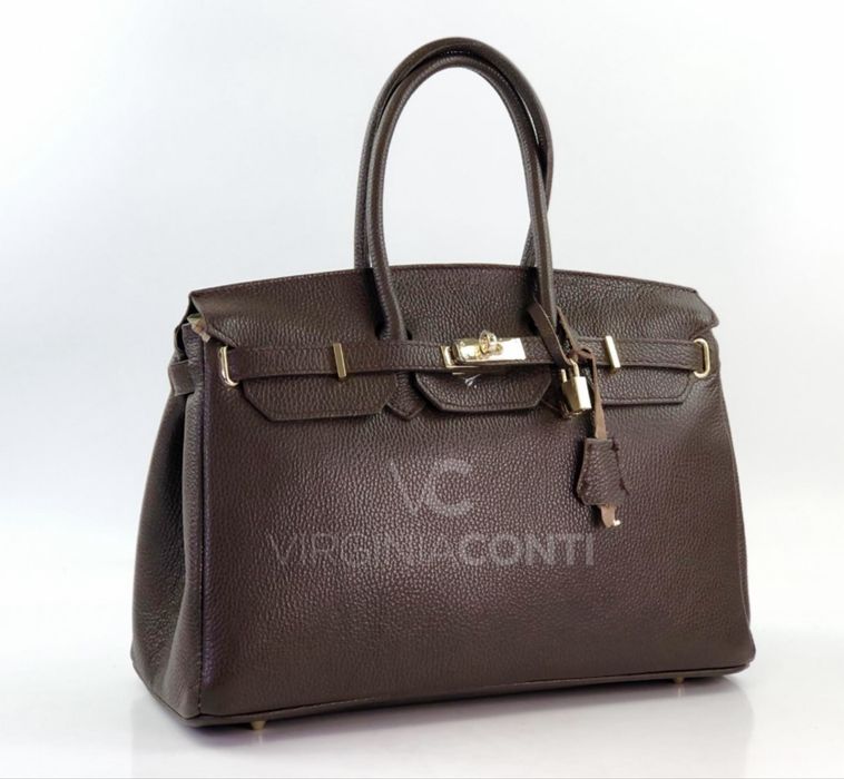 Коричнева сумка шкіряна жіноча Італійська шоколад Большая сумка