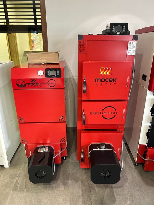 Kocioł na ekogroszek, pellet,Moceko drewno PRO piec25kW Mocek podajnik