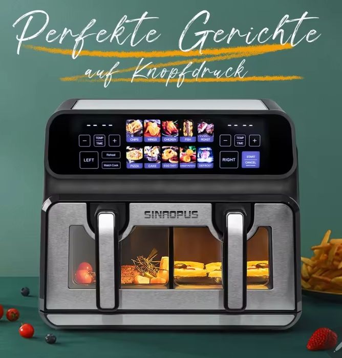 Air fryer 2x4,5 lub 9l elastyczny pojemnik