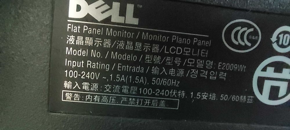 Monitor Preto LCD 20" Dell E2009WT