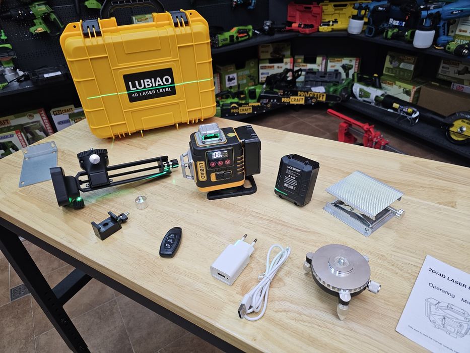 Лазерный уровень нивелир Lubiao T10 4D 2Акб по 3600mAh +Гарантия 12мес
