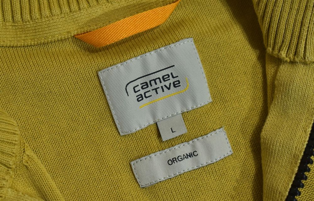 Camel Active Żółty Sweter Męski Organic Bawełna Half Zip L