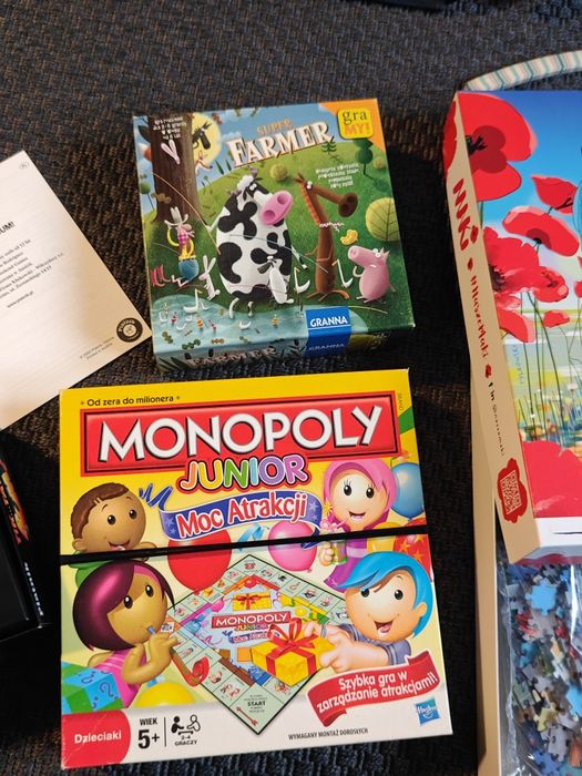 Sprzedam gry i puzzle monopoly junior