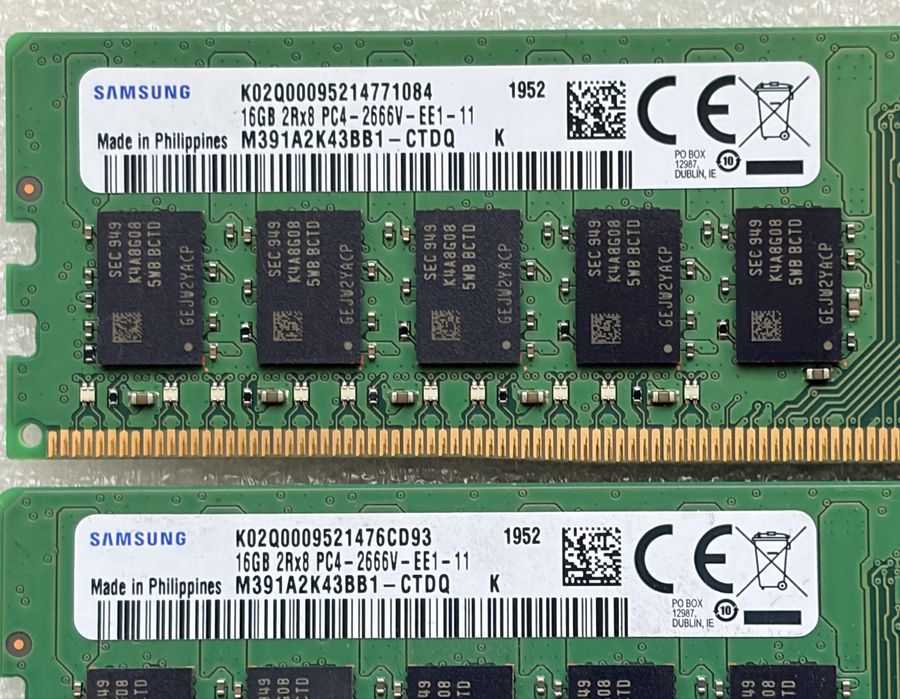 Samsung DDR4 32GB (2x16GB) - ECC - UDIMM 2666MHz, M391A2K43BB1 -CTDQ