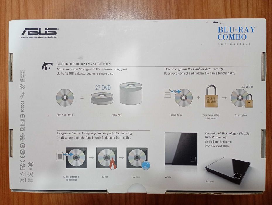 Gravador de Blu Ray da Asus, modelo SBC-06D2X-U