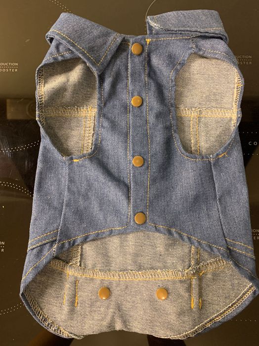 Kamizelka jeansowa jeans w truskawki dla psa Maltańczyk Nowa