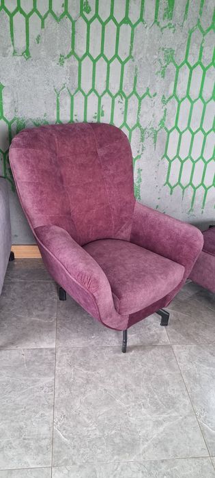 Fotel, Uszak Lord z podnóżkiem - bordowy