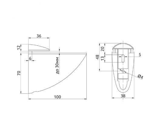 Для ПОЛИЦІ - тримач ПЕЛІКАН 100 х 70 х 38 мм. НОВИЙ. Під бронзу.