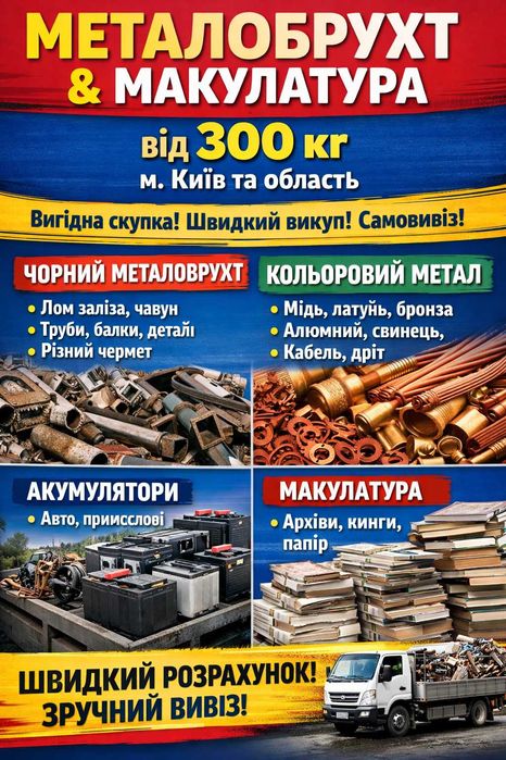 Алюминий прийом самовивіз металобрухт макулатура акб провода кабель медь мідь аккумулятор алюміній металлолом латунь книги книжки прием железо залізо