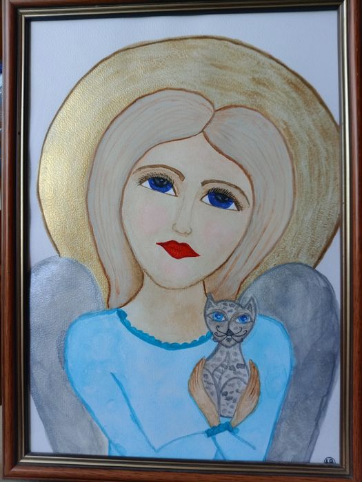 Anioł,obraz akwarela A4