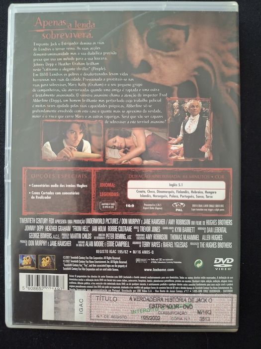 DVD A Verdadeira História de Jack, o Estripador.