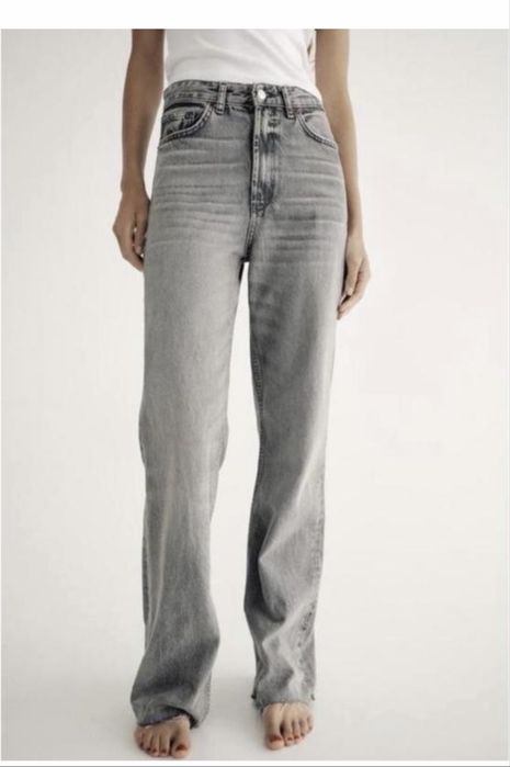 Жіночі сірі джинси wide leg висока посадка zara