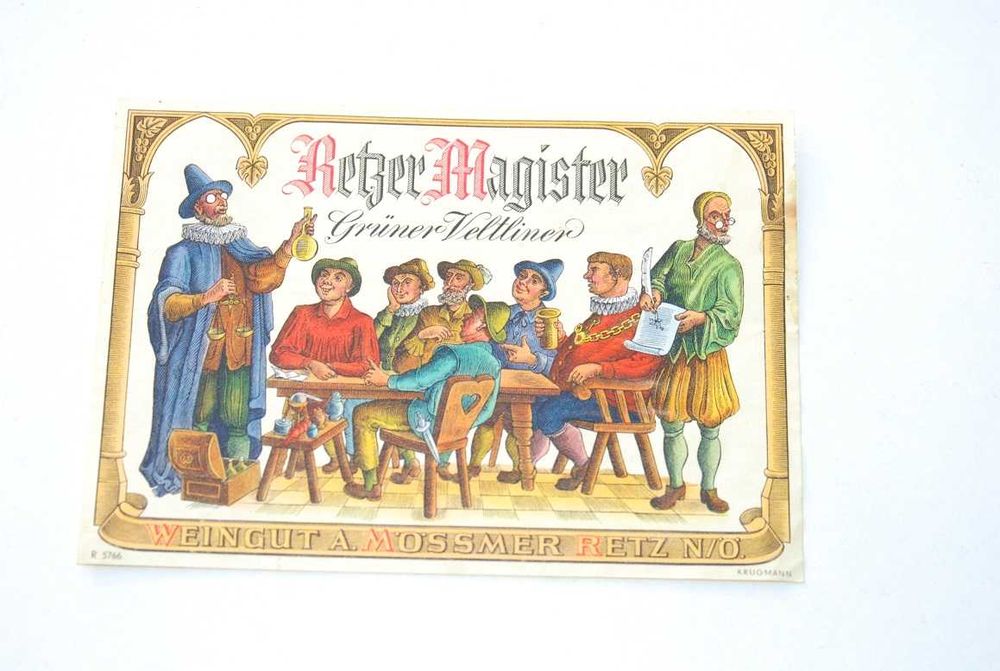 Stara etykieta po winie Gruner Veltliner antyk