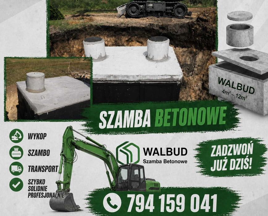 Szambo z WYKOPEM Zbiornik Betonowy na Szamba Wodę Deszczówkę MONTAŻ